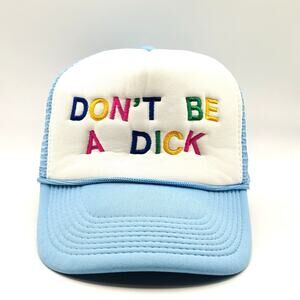 VINTAGE 90s Trucker Hat Cap SnapBack Gay Pride “Don’t Be A Dick” Rainbow Letter